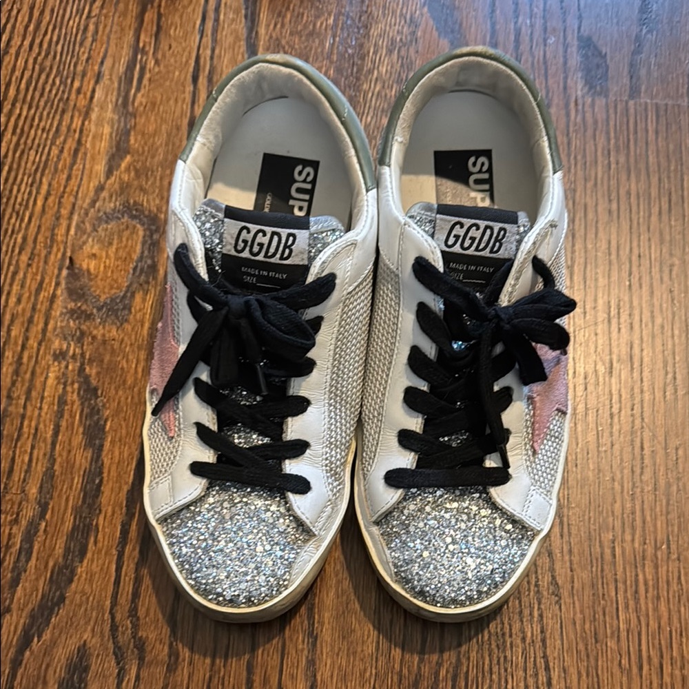 Golden Goose Silver Glitter Pink Star Sneakers size 35